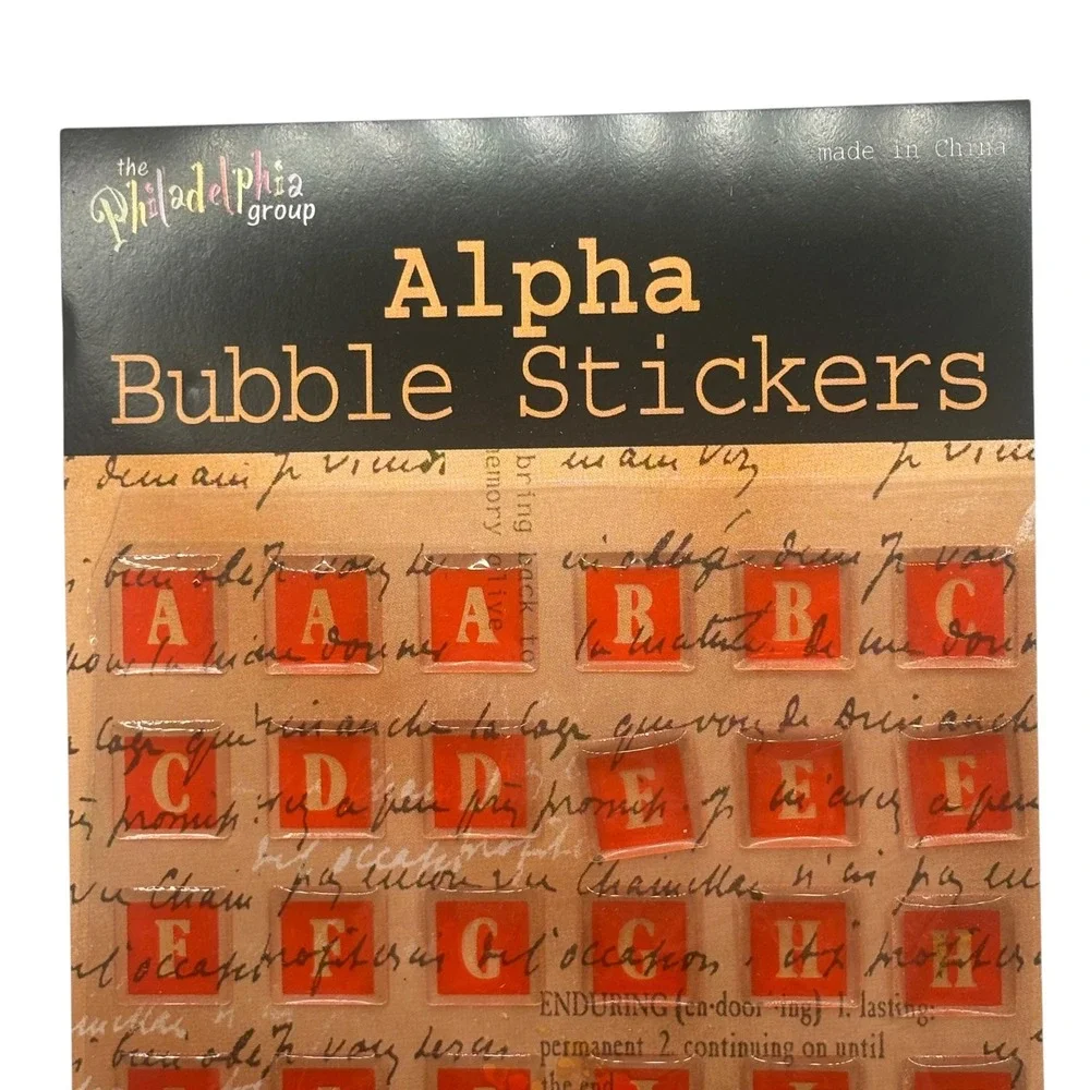 The Philadelphia Group Alpha Bubble Stickers 8 Sheets Multi Color Vintage Script